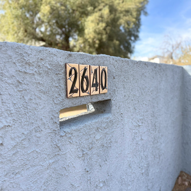 Southwest Adobe Sand House Number Tiles - Earthtones Tile - Ceramic tile house sign, wall art gift or kitchen trivet
