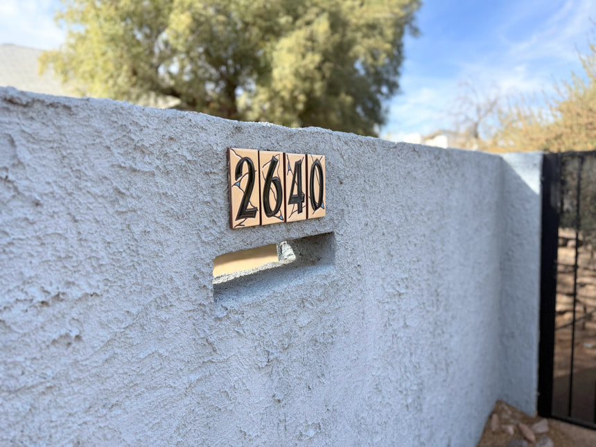 Southwest Adobe Sand House Number Tiles - Earthtones Tile - Ceramic tile house sign, wall art gift or kitchen trivet