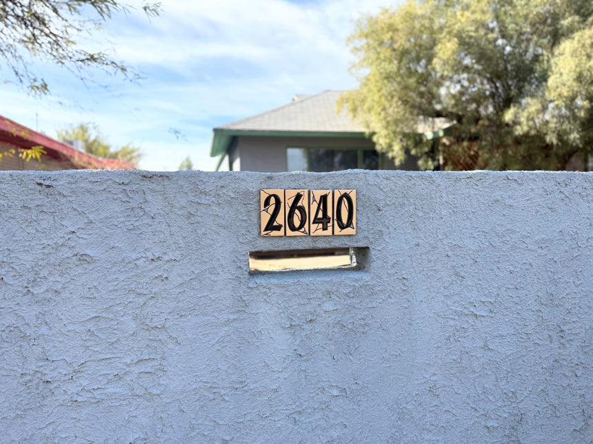 Southwest Adobe Sand House Number Tiles - Earthtones Tile - Ceramic tile house sign, wall art gift or kitchen trivet
