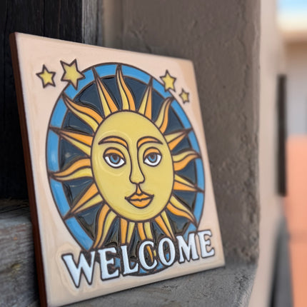 Welcome Sunface Tile | Sun Welcome Sign (4228)