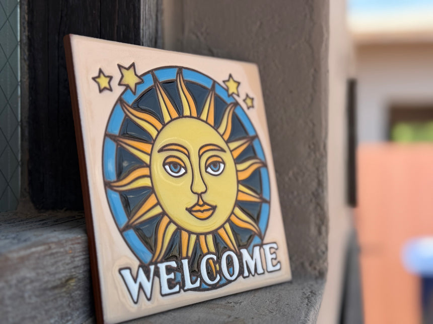 Welcome Sunface Tile | Sun Welcome Sign (4228)