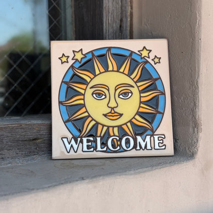 Welcome Sunface Tile | Sun Welcome Sign (4228)
