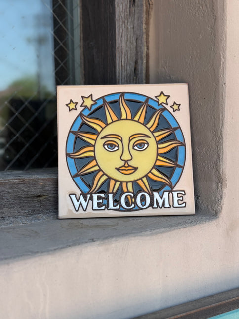 Welcome Sunface Tile | Sun Welcome Sign (4228)