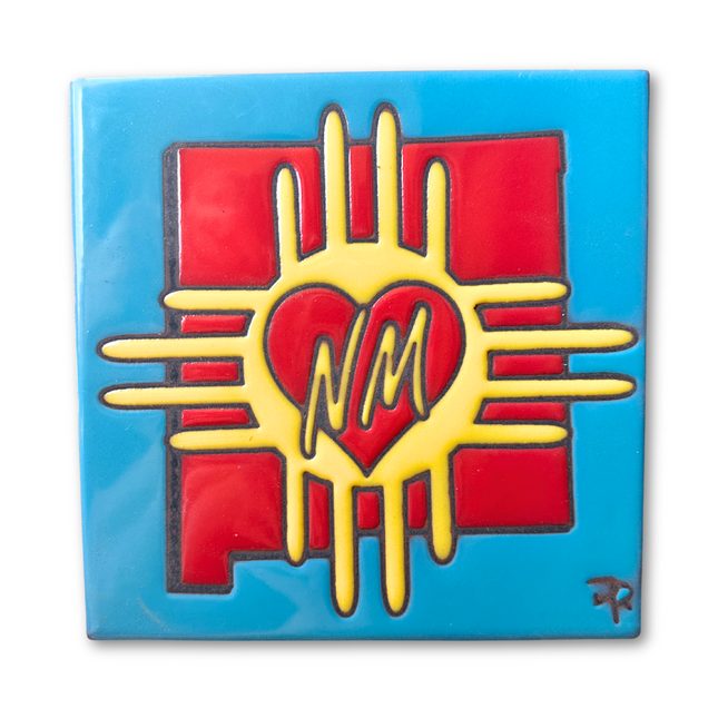 new mexico zia tile blue, red, yellow