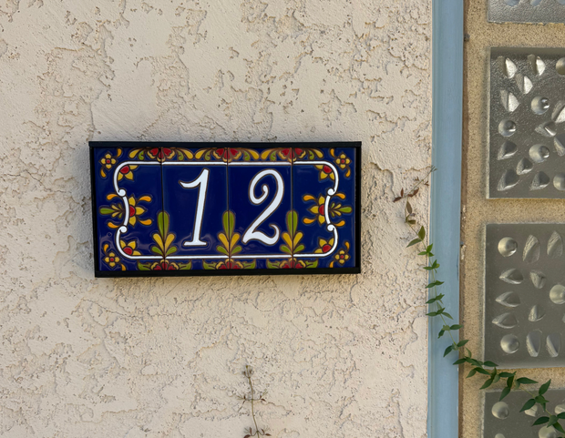 blue talavera address sign