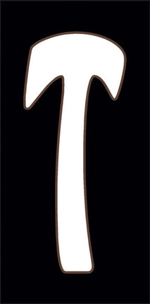 White letter 'T' on a black background