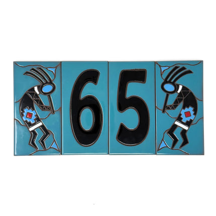 Black on Turquoise House Number Tiles