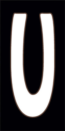 White letter 'U' on a black background, White letter 'A' on a black background ceramic tile house number