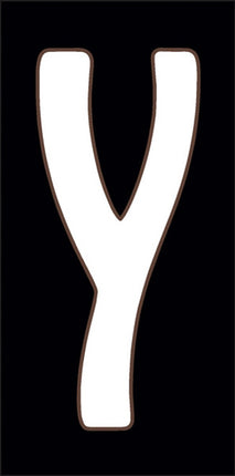 White letter 'Y' on a black background, White letter 'A' on a black background ceramic tile house number