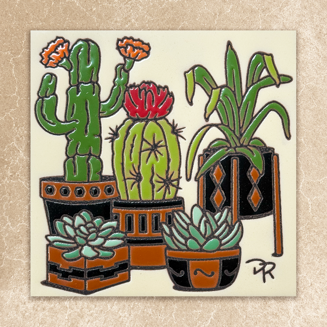 Cactus in Terracotta Pots Tile (8955)