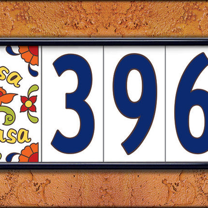Cobalt Blue on White House Number Tiles