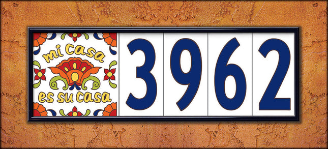 Cobalt Blue on White House Number Tiles