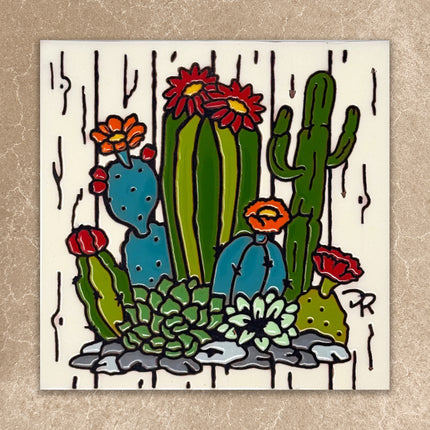 Farmhouse Cactus Garden Tile (8942)