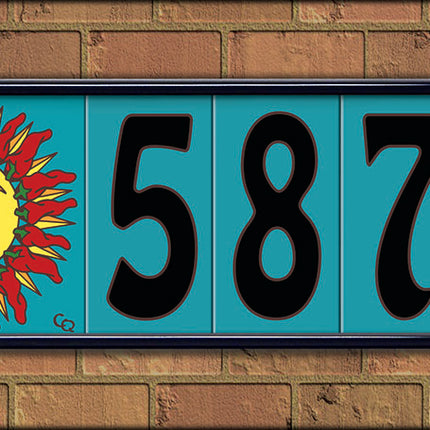 Black on Turquoise House Number Tiles