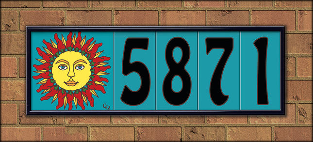Black on Turquoise House Number Tiles (TQ)
