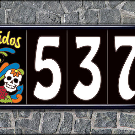 White on Black House Number Tiles
