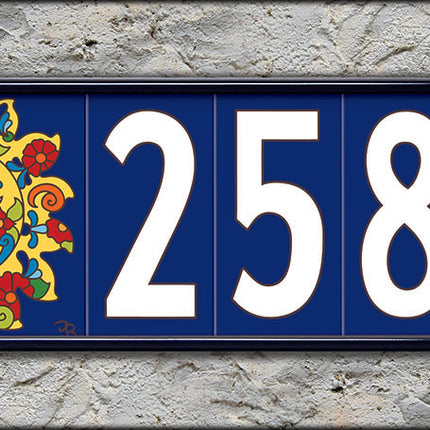 White on Cobalt Blue House Number Tiles